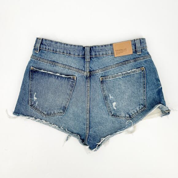 Zara Denim High-Rise Cut-Off Distressed Boho Shorts Size 6 - Picture 2 of 7